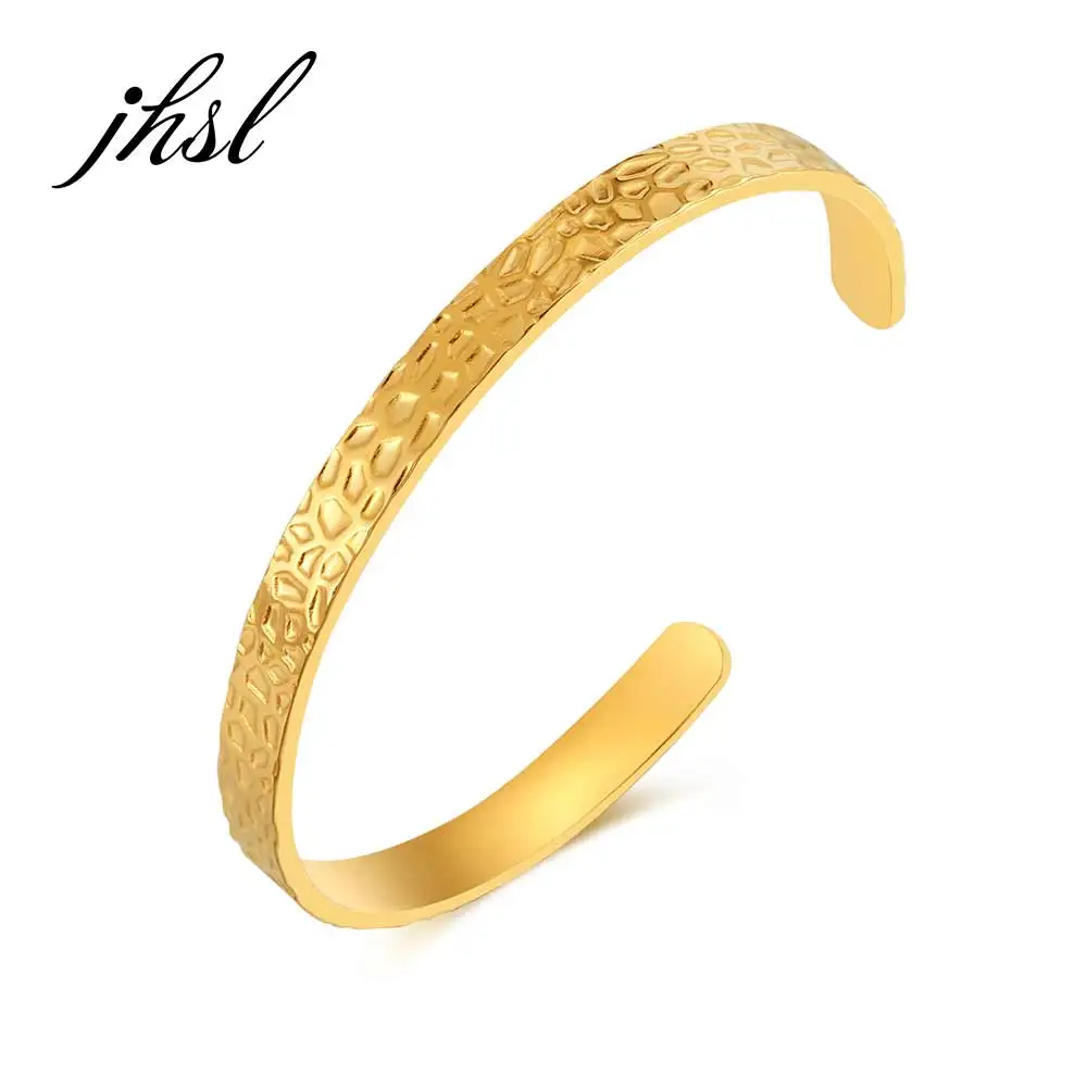 

JHSL Women Statement Cuff Bracelets Bangles Stainless Steel Gold Color Mother Girlfriend Birthday Gift Fashion Jewelry