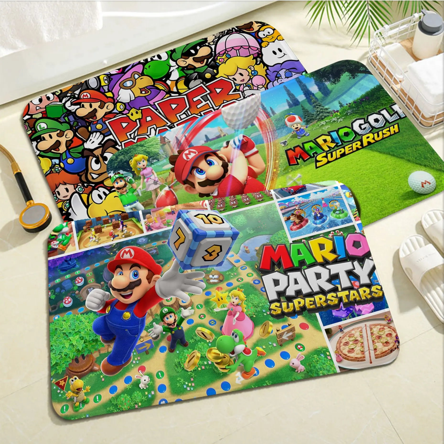 

BANDAI Cartoon Super Mario Room Mats Rectangle Anti-slip Home Soft Badmat Front Door Indoor Outdoor Mat Toilet Rug
