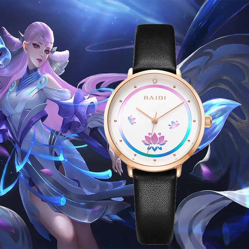 

New Honor of Kings Children Watch Simple Diao Chan Lotus 3D Dial Wrist Watch Diamond Waterproof Quartz Watch Girl Gift