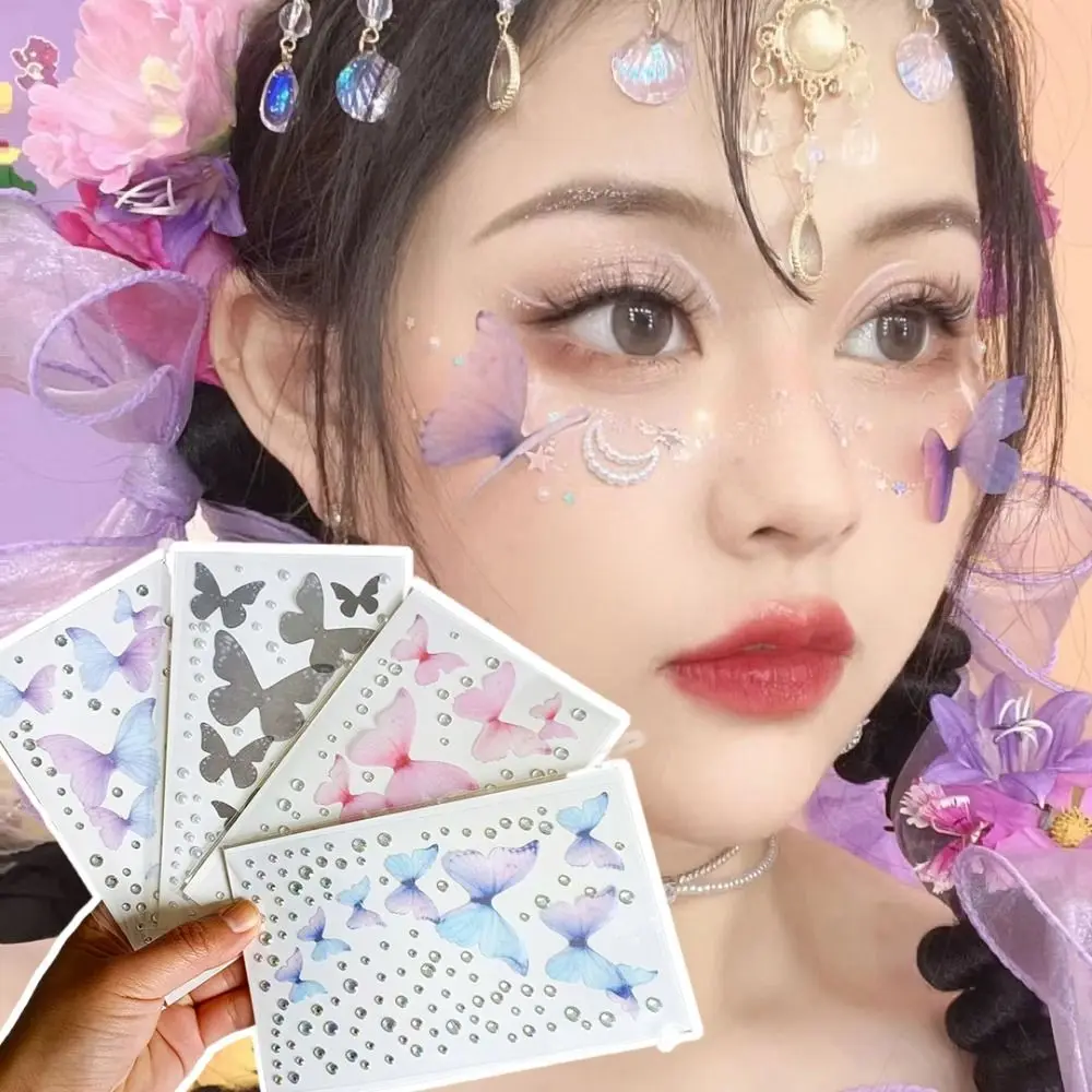 

3D Eyes Face Makeup Temporary Tattoo Self Adhesive Beauty Butterfly Jewels Stickers Festival Body Art Decorations Nail Diamond