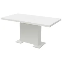 Extendable Dining Table MDF + steel High Gloss White 59" x 31.5" x 29.5" Kitchen Table