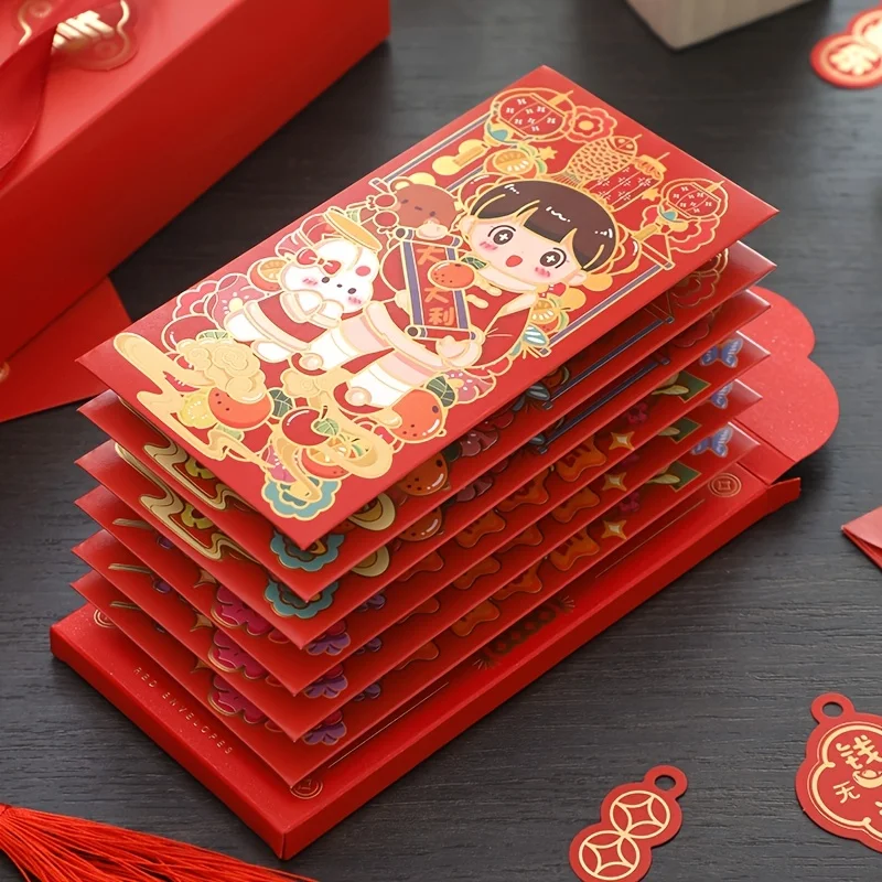 

MOHAMM 6 PCS Chinese New Year Red EnvelopesHong Bao Gift Money Envelopes for 2023 Spring Festival Birthday Wedding Gift