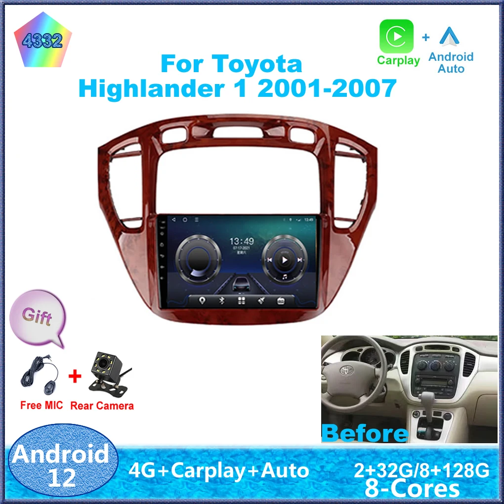 

9" Android12 For Toyota Highlander 1 2001-2007 Car Navigation for DSP CarPlay Car Radio Multimedia Video Player Auto Stereo GPS