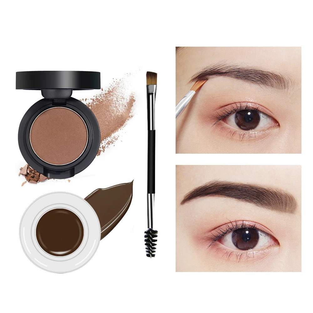 

2 in 1 Eyebrow Cream Enhancers Long-lasting Waterproof Air-cushion Dye Eye Brows Gel Brown Tinted Liquid Eyebrows Tint Makeup