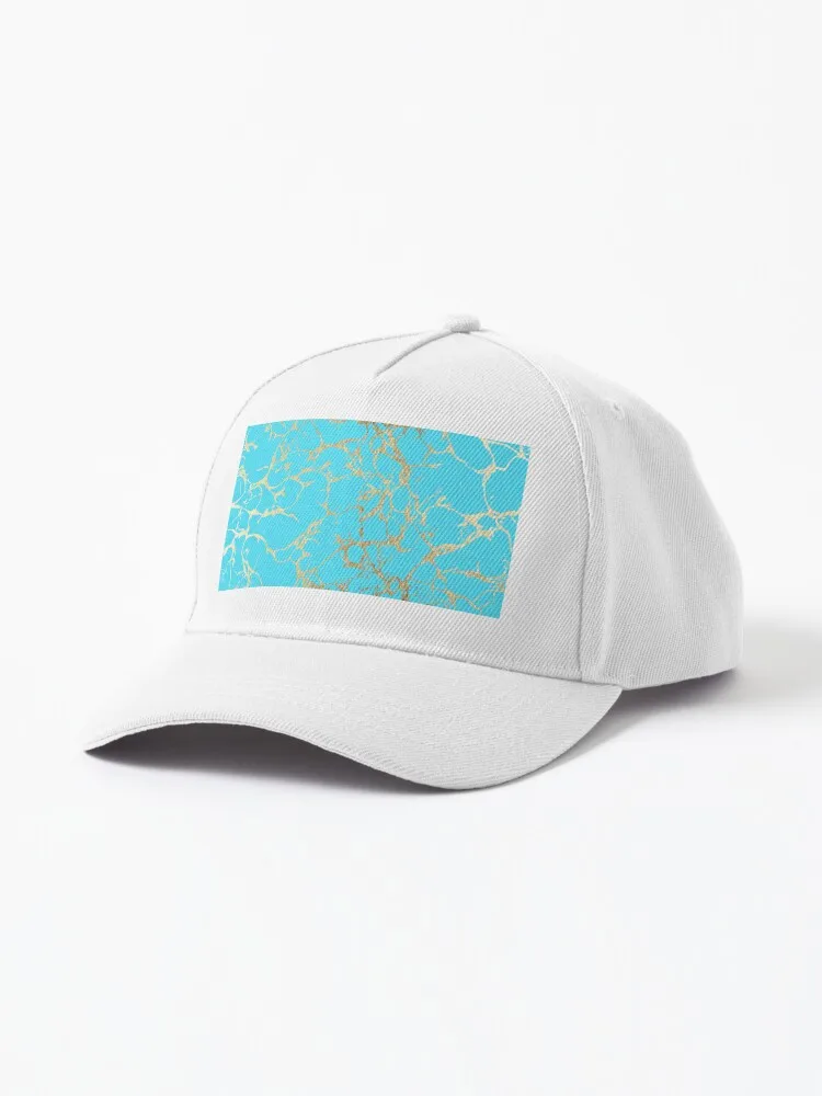 

Modern aqua elegant faux foil marble pattern Cap hololive Mens hat colo colo fusca emis