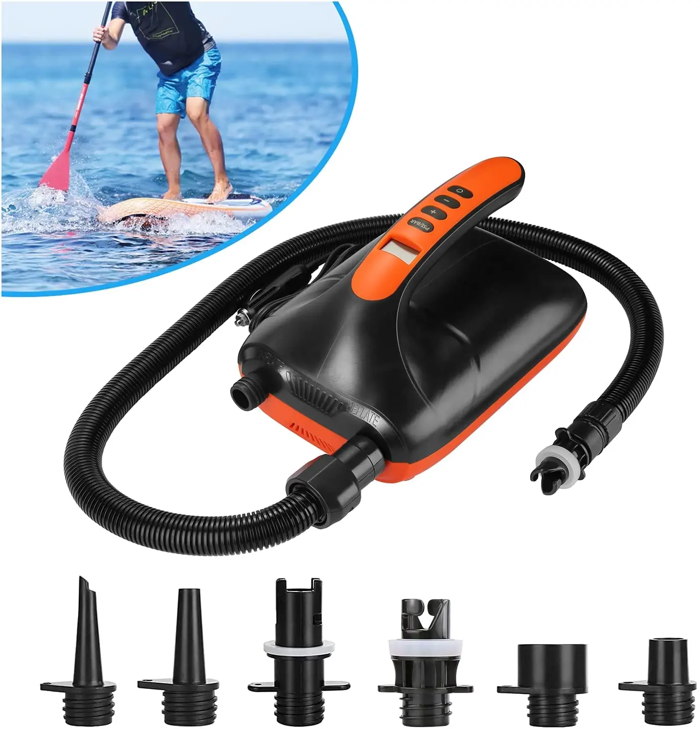 12v Auto High Pressure Pump Inflatable For Outdoor Surfboard Paddle Dual Stage