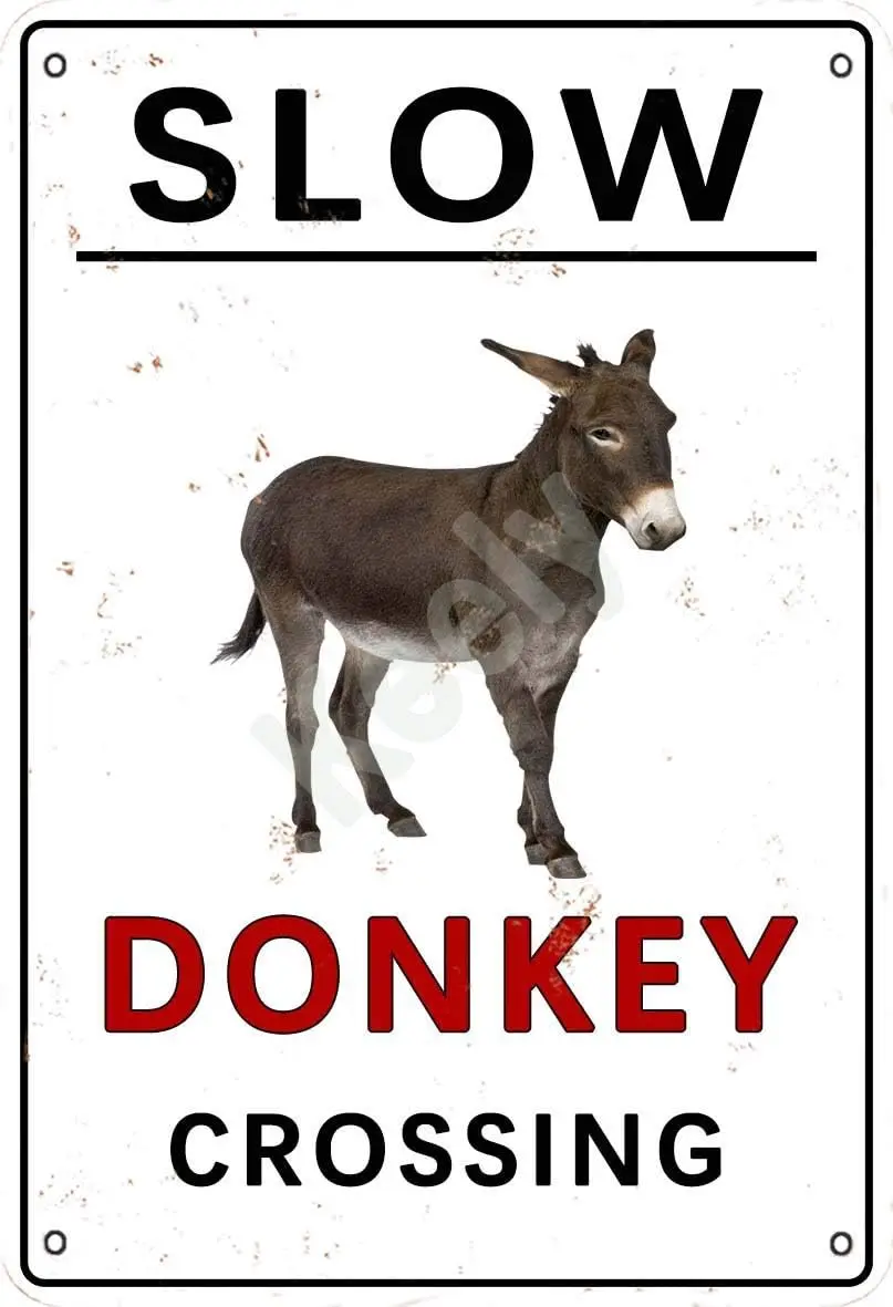 Keely Slow Donkey Crossng Metl Vntge Tn Sgn Wll Decorn 128 нит для Cfe Brs Resturnts Pubs Mn Cve Decortve