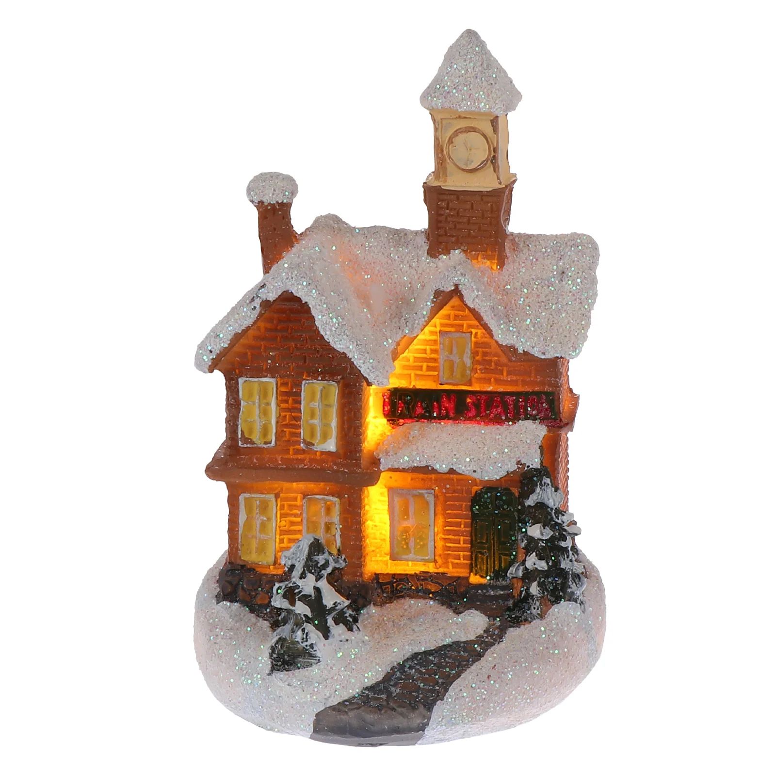 

Holiday Lit Building Resin Cartoon House Ornament Christmas Desktop Ornament Table House Gift Christmas House Decor