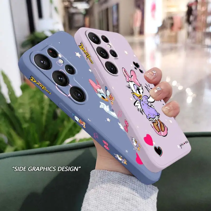 

Disney Donald Duck Minnie Phone Case For Samsung Galaxy S23 S22 S21 S20 FE S10 Ultra Plus Lite 5G Liquid Left Rope Cover