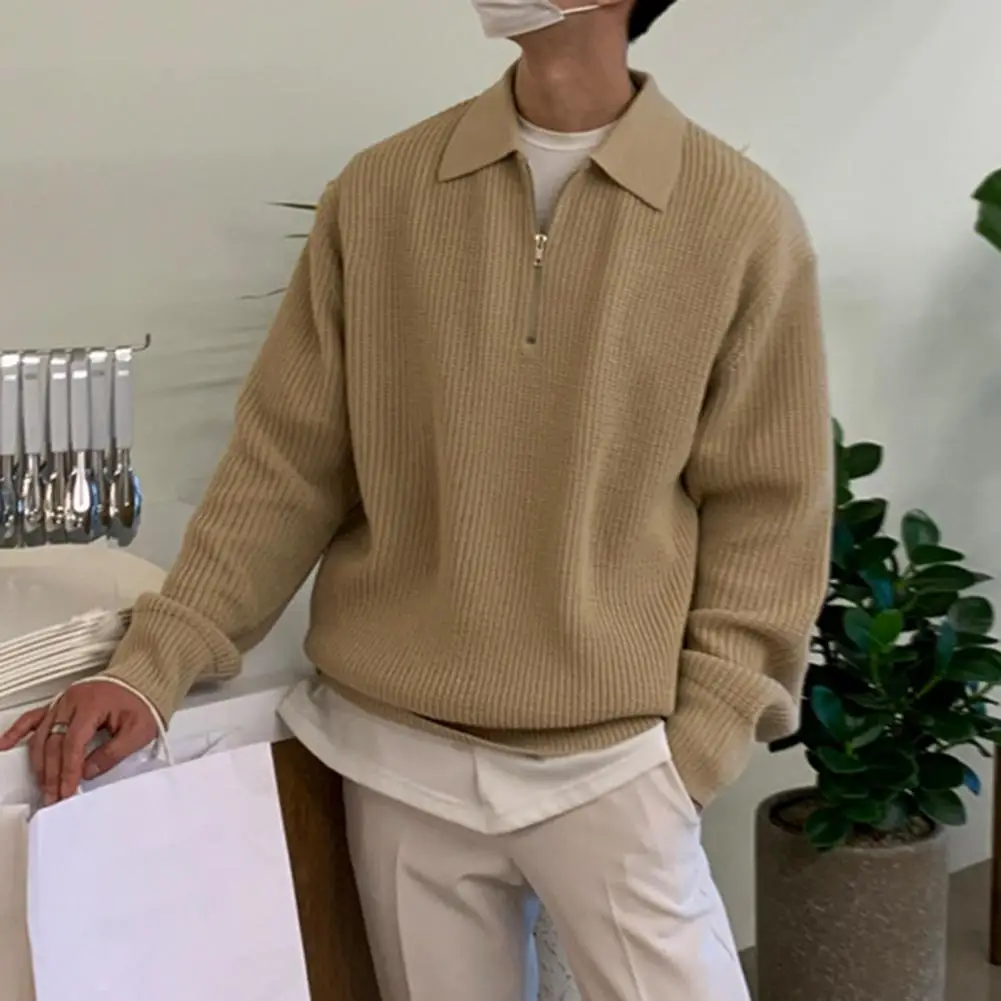 

Trendy Sweater Long Sleeves Knitted Men Winter Sweater Soft Korean Style Winter Sweater