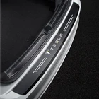 Защитная пленка для заднего бампера автомобиля из углеродного волокна, защитные кожаные наклейки, наклейки для Tesla Model S, Model 3, Model X, Model Y