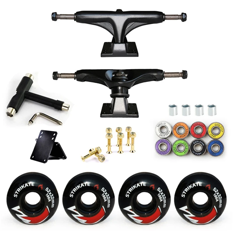 

STRIKATE 52X32mm Wheels 101A Aluminum Alloy Professional Bridge Skate Board Bracket 5In Skateboard Trucks