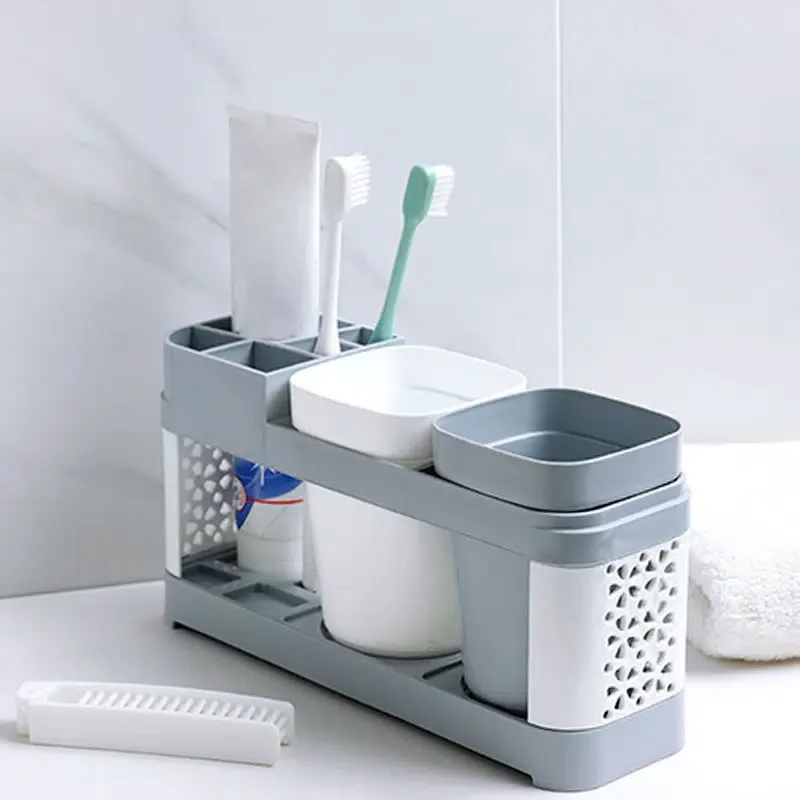 

1 Set Double Cup Countertop Toothbrush Holder Rack