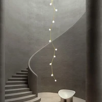 stair pendant light copper nordic modern long chandelier living room luxury pendant lamp indoor lighting home lampara techo