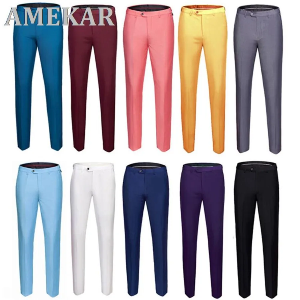 

Мужские однотонные деловые облегающие брюки, деловые повседневные Костюмные брюки
