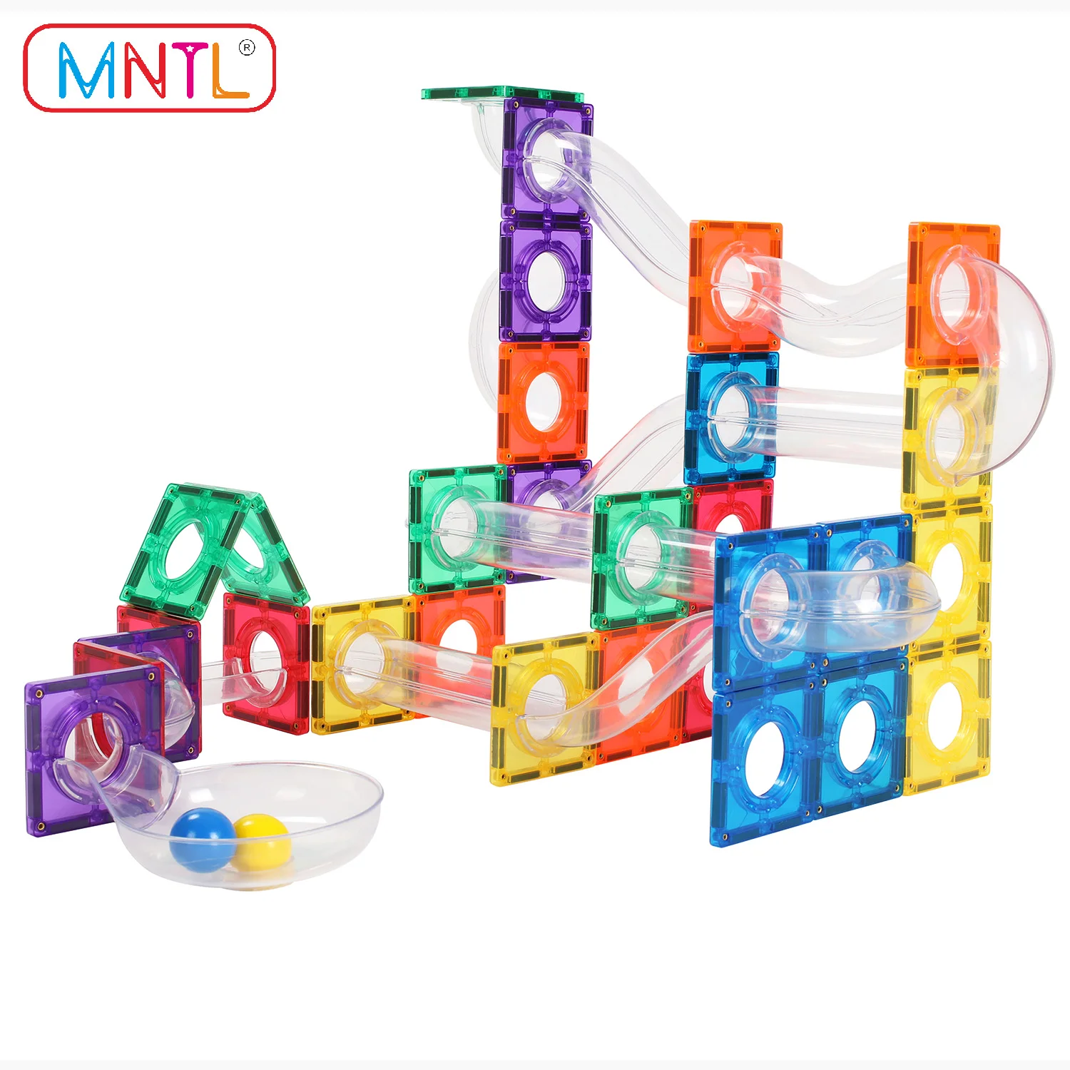 

MNTL 100Pcs Marble Run Track Toys Magnetic Tiles STEM Magnet Building Blocks Race Ball Game Kids Boy Girl Children Toddler Gifts