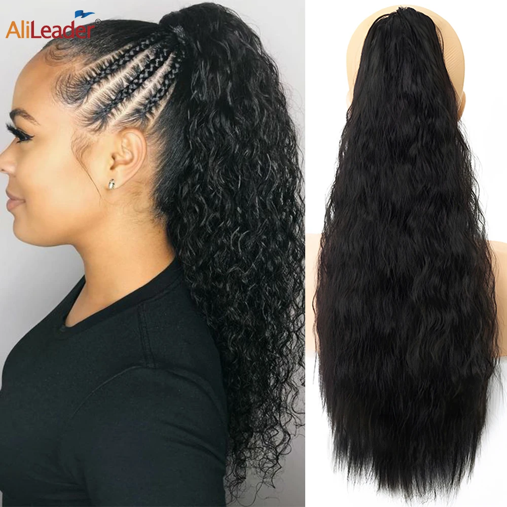 

Зажим для пушистых волос Синтетический Длинный Конский хвост наращивание волос естественный вид пушистая кукурузная волна искусственные волосы хвост