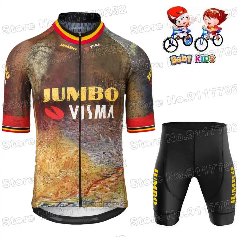 Детский комплект одежды для велоспорта Jumbo Visma из джерси TDF мальчиков и девочек 2022