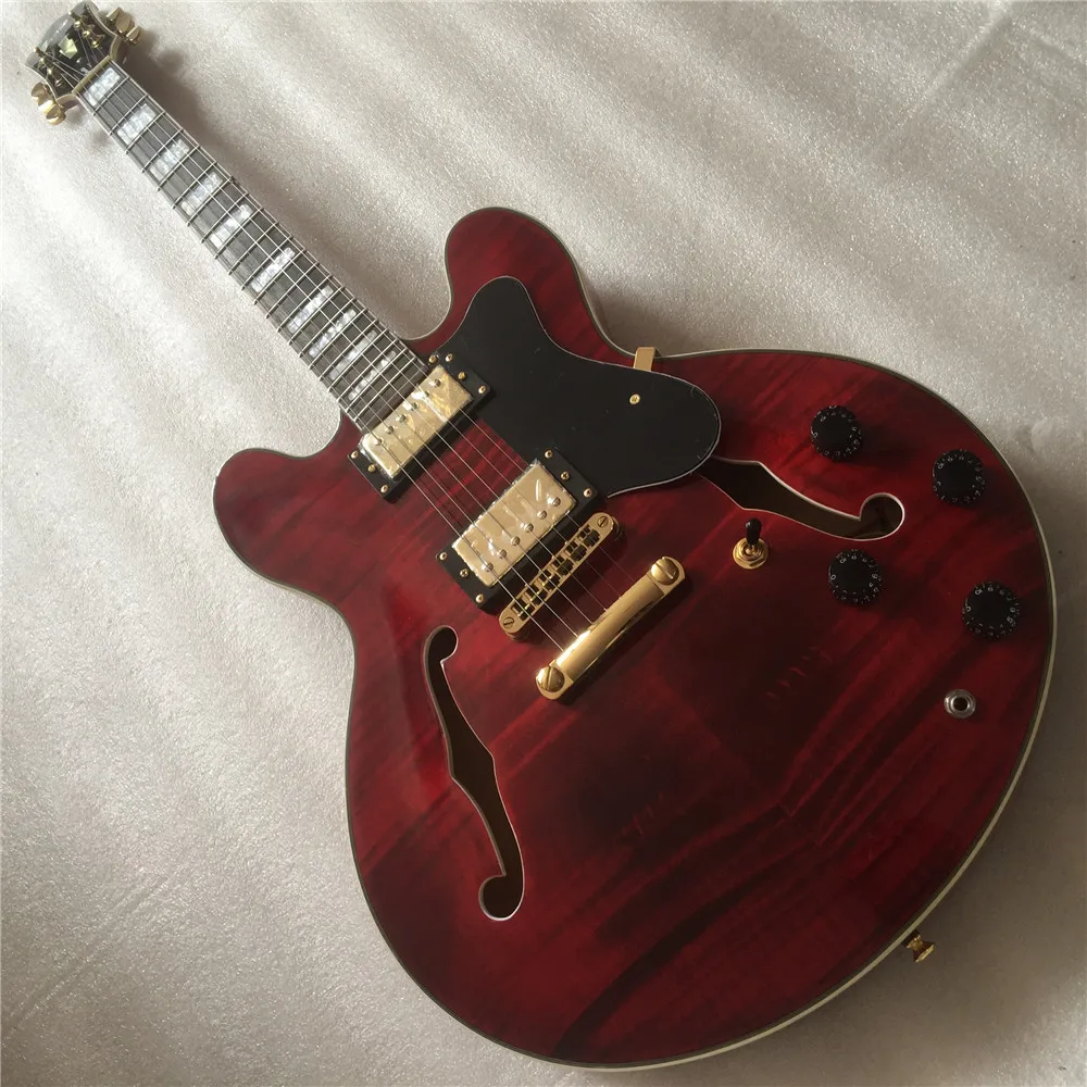 

Custom Semi-hollow Wine Red ES Thin Body 335 Block Jazz Electric Guitar With Diamond Logo Inaly Guitars Guitarra