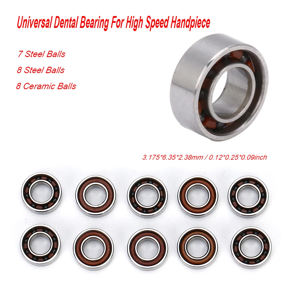 10Pcs 3 Types Universal Dental Bearing High Speed Air Turbine Handpiece Steel Ceramic Balls Bearings Dentista Lab Accessories