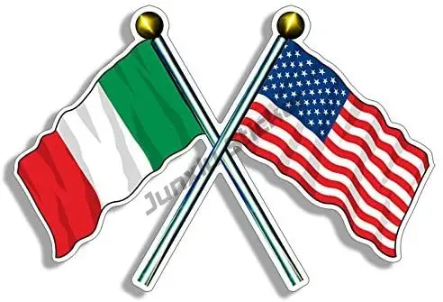 

Crossed Poles USA & Italy Waving Flags Sticker American Italian us Italia Italian Flag Sticker Italia Rome Sicily Pasta Pizza