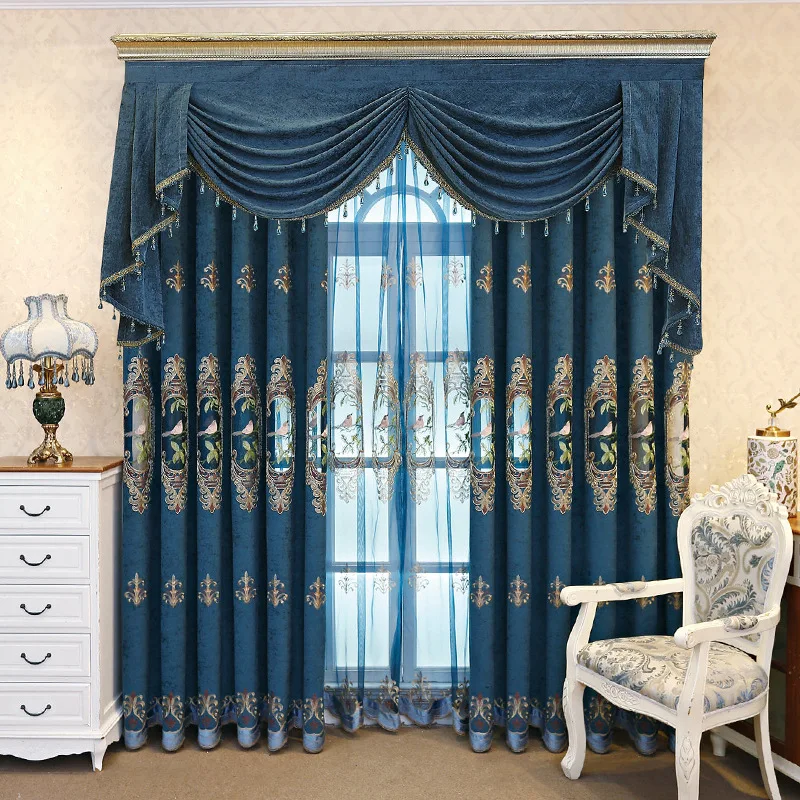 

New High-end Luxury Curtain European Style Hollow Laser High-end Exquisite Embroidered Curtains for Living Room Bedroom