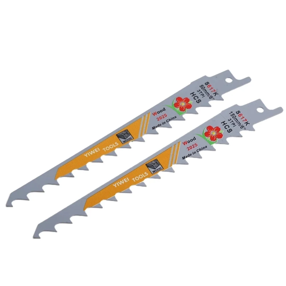 

1/2/3Pcs Saw Blade S617K 150mm/5.9in HCS Reciprocating Saw Jigsaw Blade Sharp Teeth For Wood Board Plastic Metal Cutting