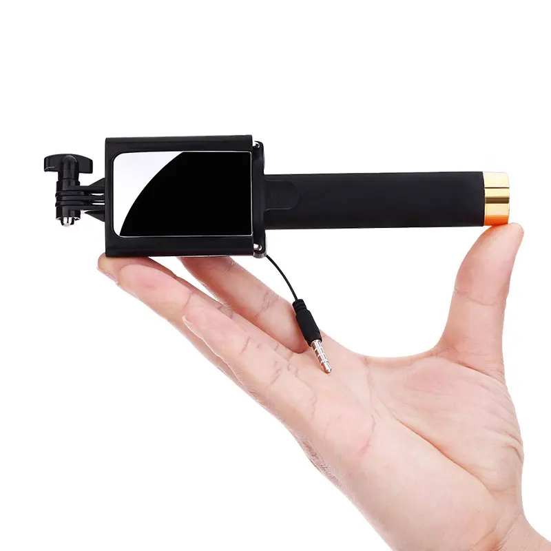 Mini Selfie Stick with Mirror Portable Extendable Monopod Self-Pole Handheld Wired Selfie Stick For iPhone Huawei for Smartphone images - 6