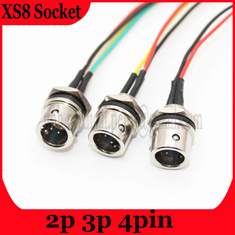XS8 with 0.2M 0.3M 0.5M 1M cable male socket 2 3 4 pin cable connection plate front mounting connector waterproof IP67