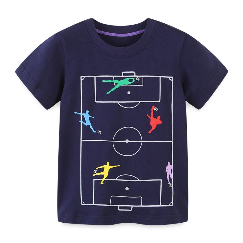 

European and American Style Boys Short Sleeve T - Shirt Summer New Children's Knitted Cotton Cartoon Printed T - Shirt