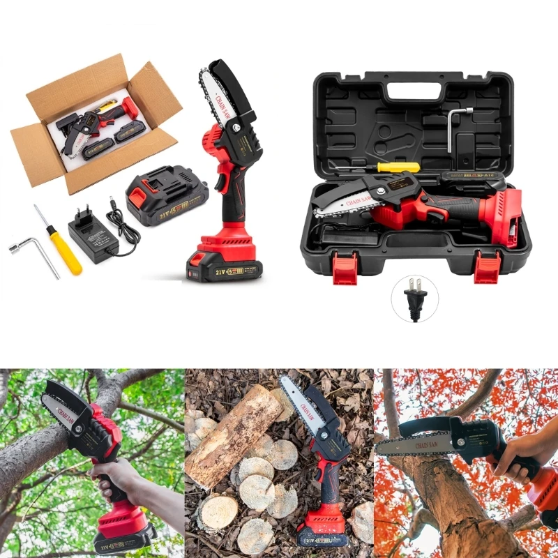 

K1KA Brushless 4 Inch Cordless 21V Mini Chain Chainsaw Hand Pruning Saw Electric Woodworking Garden Trimming Cutting Tools