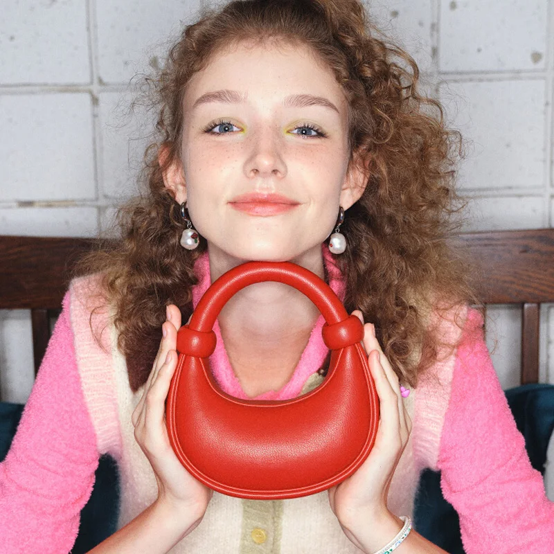 

Popular Lady And Female Bag Handbag Clutch Sweet Women Casual Luxury Fashion Half-moon Cool Bag Handle Short Style