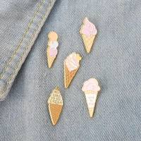 xedz cartoon heart ice cream paint brooch pins fashion creative delicious cone alloy badges backpack jewelry gifts for children