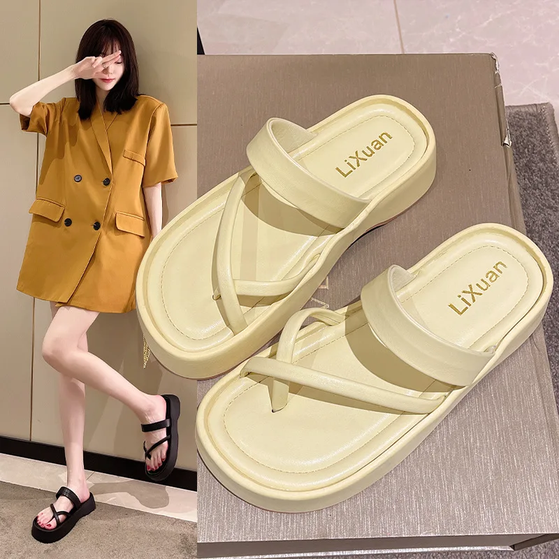 

Shoes Woman 2022 Slippers Summer Low Luxury Slides Rubber Flip Flops Shale Female Beach Pantofle Platform Soft Designer Hawaiian