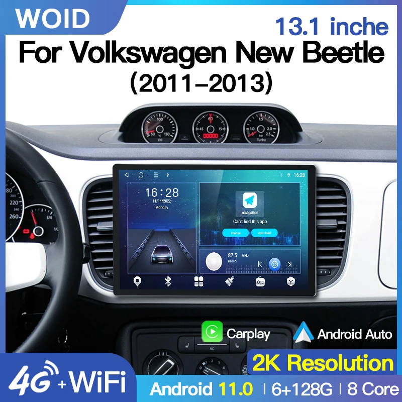 

Android 13.1 Φ 2K для VW Volkswagen New Beetle 2011-2013 видео WiFi Bluetooth мультимедийный плеер Carplay 2 Din 4G