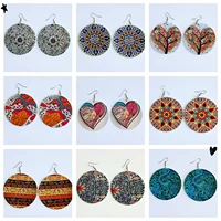 round statement wooden earrings for women punk style harajuku drop earrings womens jewelry decoration gift
