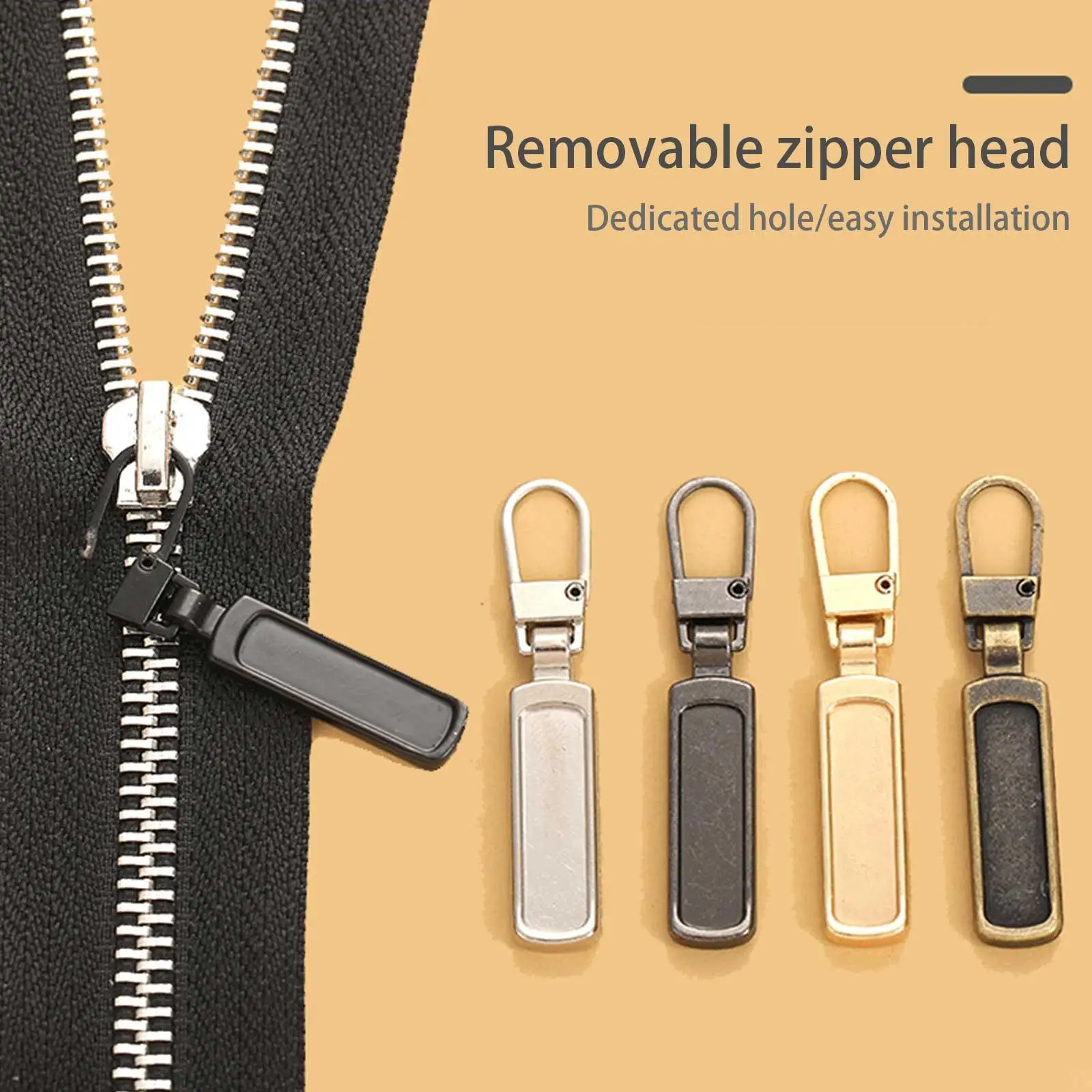 1pc Universal Fashion Metal Zipper Replacement Repair Kits For Slider Sewing Diy Craft Kit Pull |