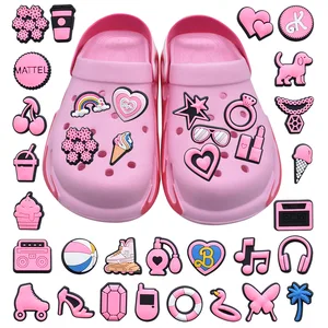 pink sweet 1PCS PVC Croc Charms Slippers Croc Jibz Buckle Fit Wristbands Shoe Decoration for Bands DIY drop shipping