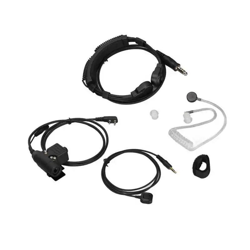U94 PTT with Finger Microphone PTT + 7.1mm Retractable Throat Control Headset for V8 V80 V82 Radio Earpiece