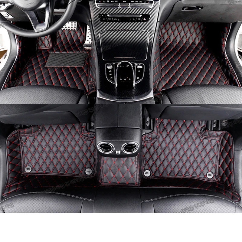 Leather Car Floor Mats for Mercedes Benz C class 200 180 300 350 W205 2016 2017 2018 2019 2020 2021 Accessories 4matic luxury