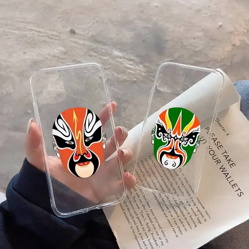 

Peking Opera Face Chinese style Phone Case Transparent soft For iphone 12 11 13 7 8 6 s plus x xs xr pro max mini