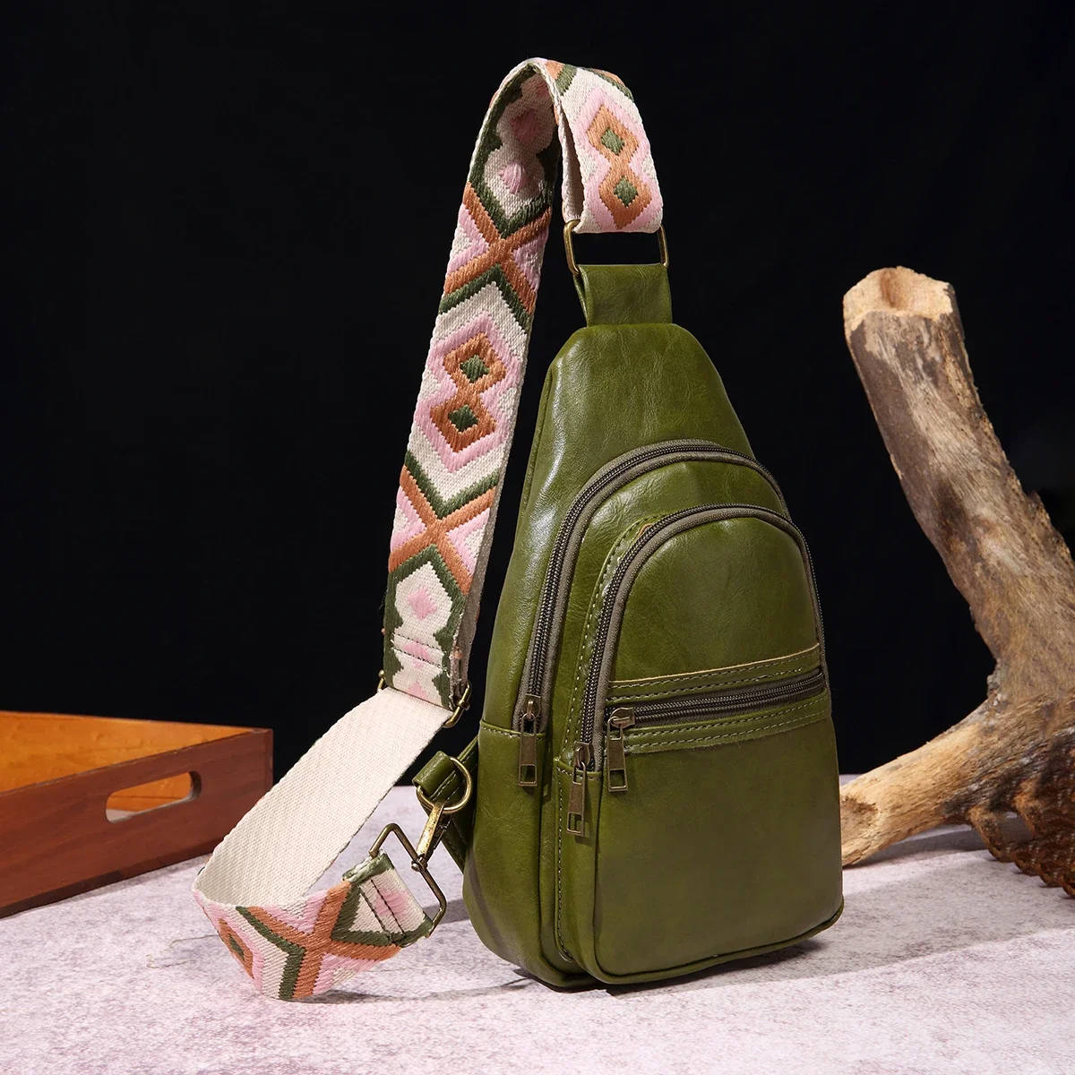 Рюкзак-слинг в стиле ретро сумка через плечо из масляной вощеной кожи нагрудная с