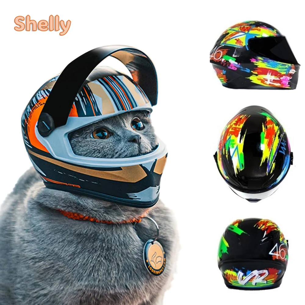 Pet Helmet Hard Hat for Small Dogs Motorcycle Bike Cat Outdoor Riding Puppy Cap Full Face Dog Doggie