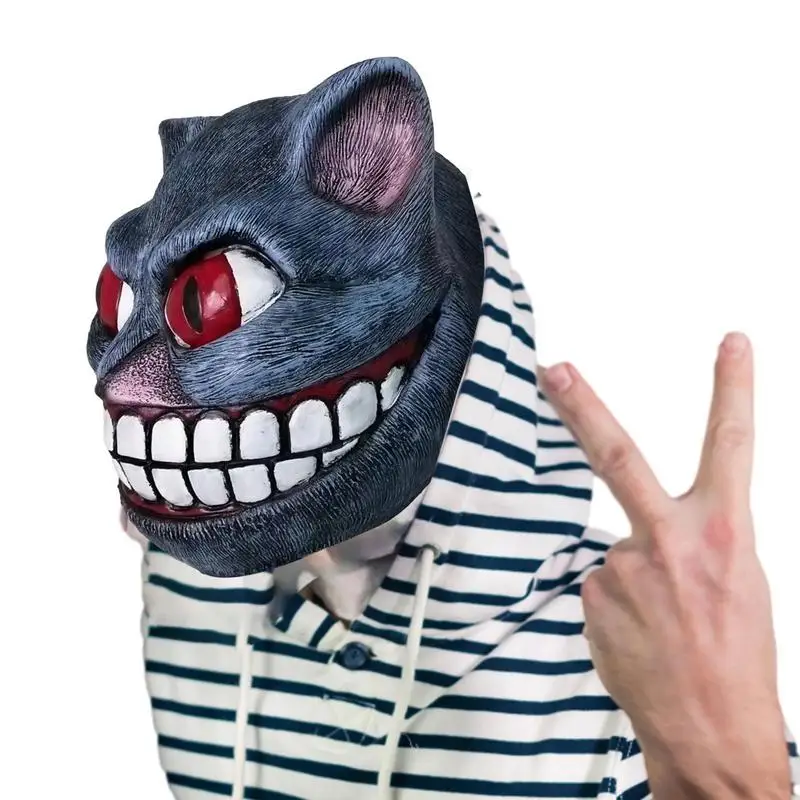 

Страшный головной убор с изображением Чеширского кота и улыбки животного, аксессуары для Хэллоуина и вечеринки, головной убор, товары для Х...