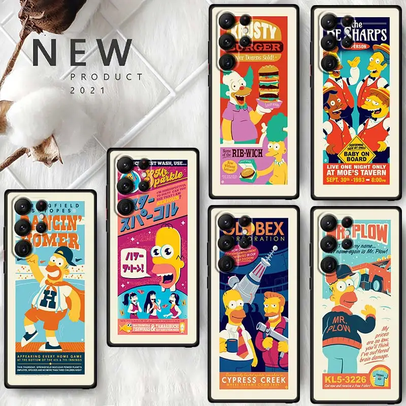 

Anime Cartoon Simpsons Phone Case For Samsung Galaxy S23 S22 S21 S20 FE S10 S10E S9 S8 Plus Ultra Pro Lite 5G Black Cover