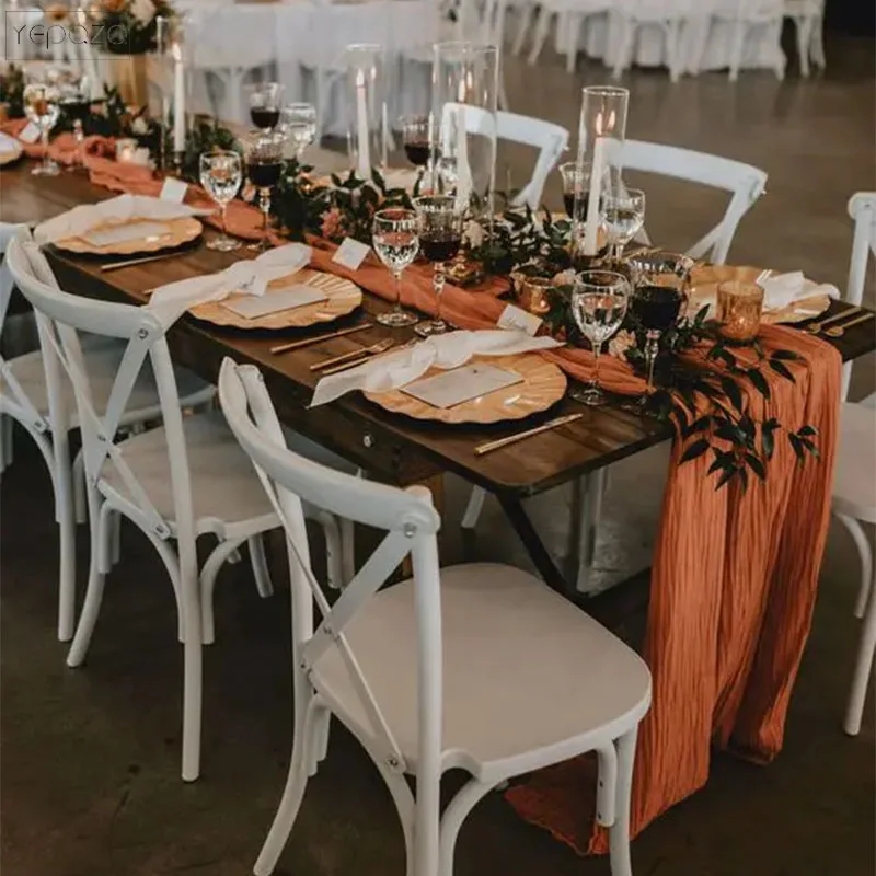 Christmas dinning table decoration rust table cloth set wedding decoration cotton gauze dusty blue napkins gift table runners