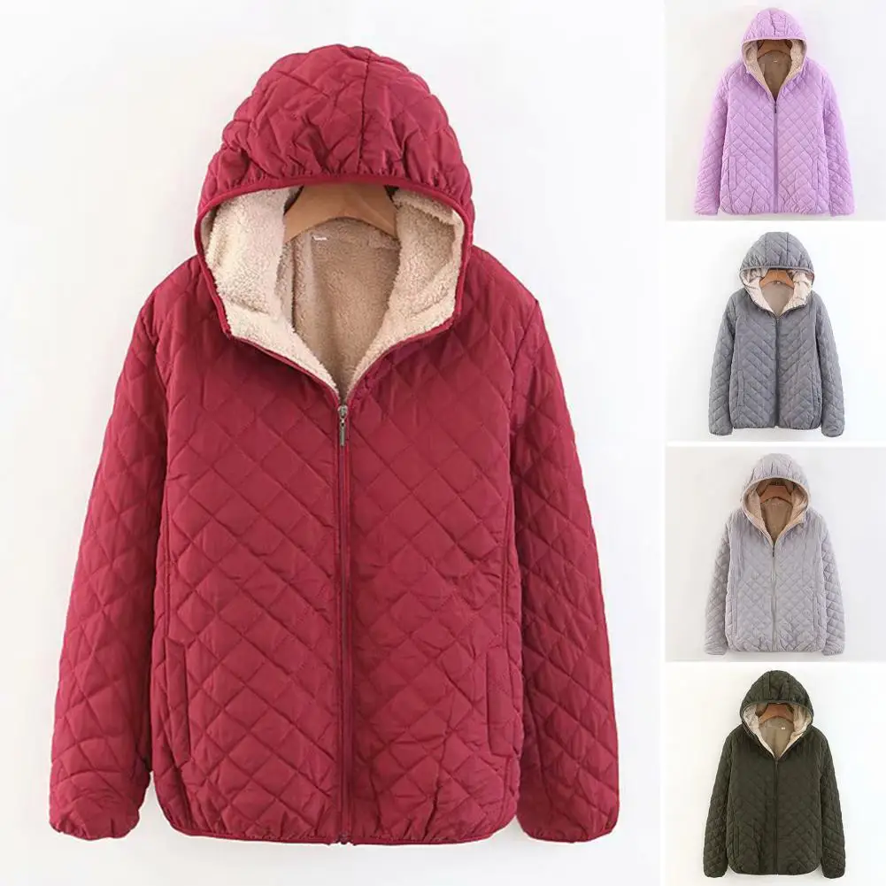 

Women Winter Coat Zipper Hooded Fleece Thick Long Sleeve Lady Coat Pockets Loose Cardigan Autumn Coat Thermal Women Outwear 2022