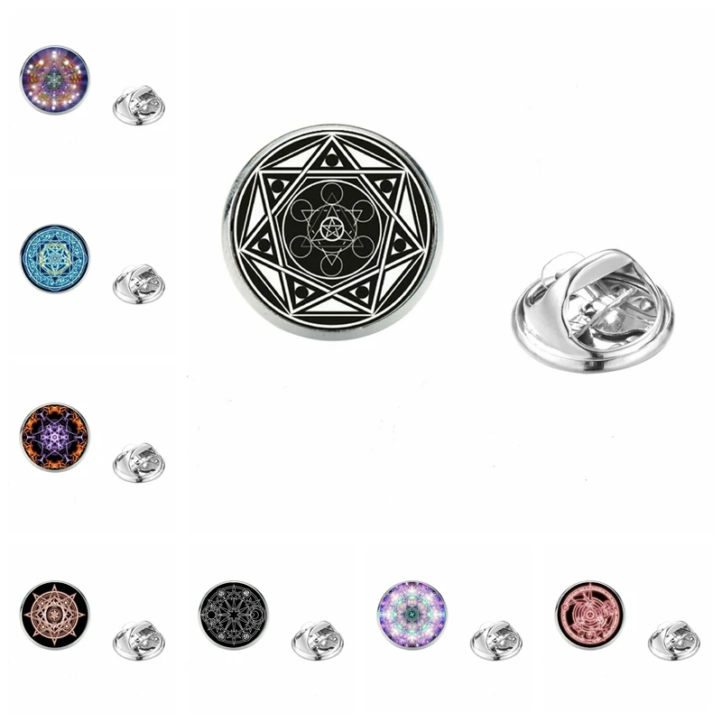 

Bohemian Fashion 20mm Glass Cabochon Spur Brooch Six-pointed Star Magic Array Boys and Girls Brooch Gift Jewelry