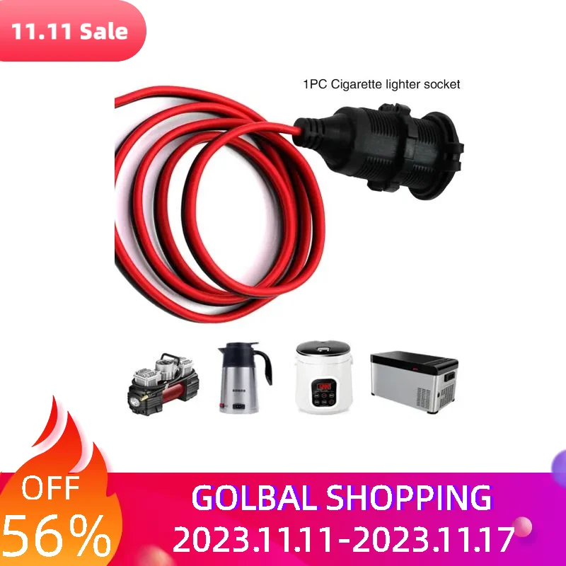 

Car Cigarette Lighter Female Socket With Insurance 20A Threaded Seat Connecters Extension Cable For Vehicle Inverter 30CM,1M,2M
