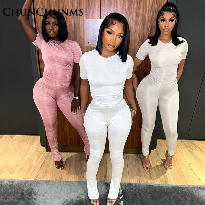 

Breathable Skin-friendly Short-sleeved T-shirt Pencil Pant Sport Tracksuit Women Yoga Fitness Pullover Blouse Trouser Suit 2023